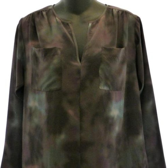 Rebecca Taylor Long Sleeved Tie Die Eggplant Purple Silk Blouse - Picture 3 of 10